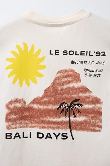 BEACH PRINT T-SHIRT - Oyster-white by Zara - Image 3