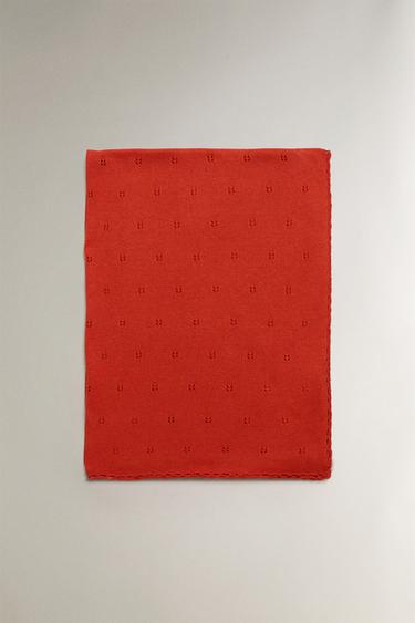 COUVERTURE BÉBÉ EN COTON POINTELLE - Orange de Zara - Image 3