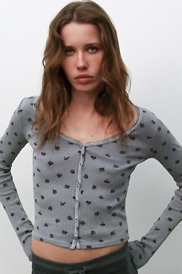 WASHED EFFECT POINTELLE JACKET - Grey by Zara - Image 3