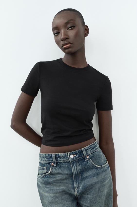 SHORT SLEEVE T-SHIRT - Black | ZARA United Kingdom