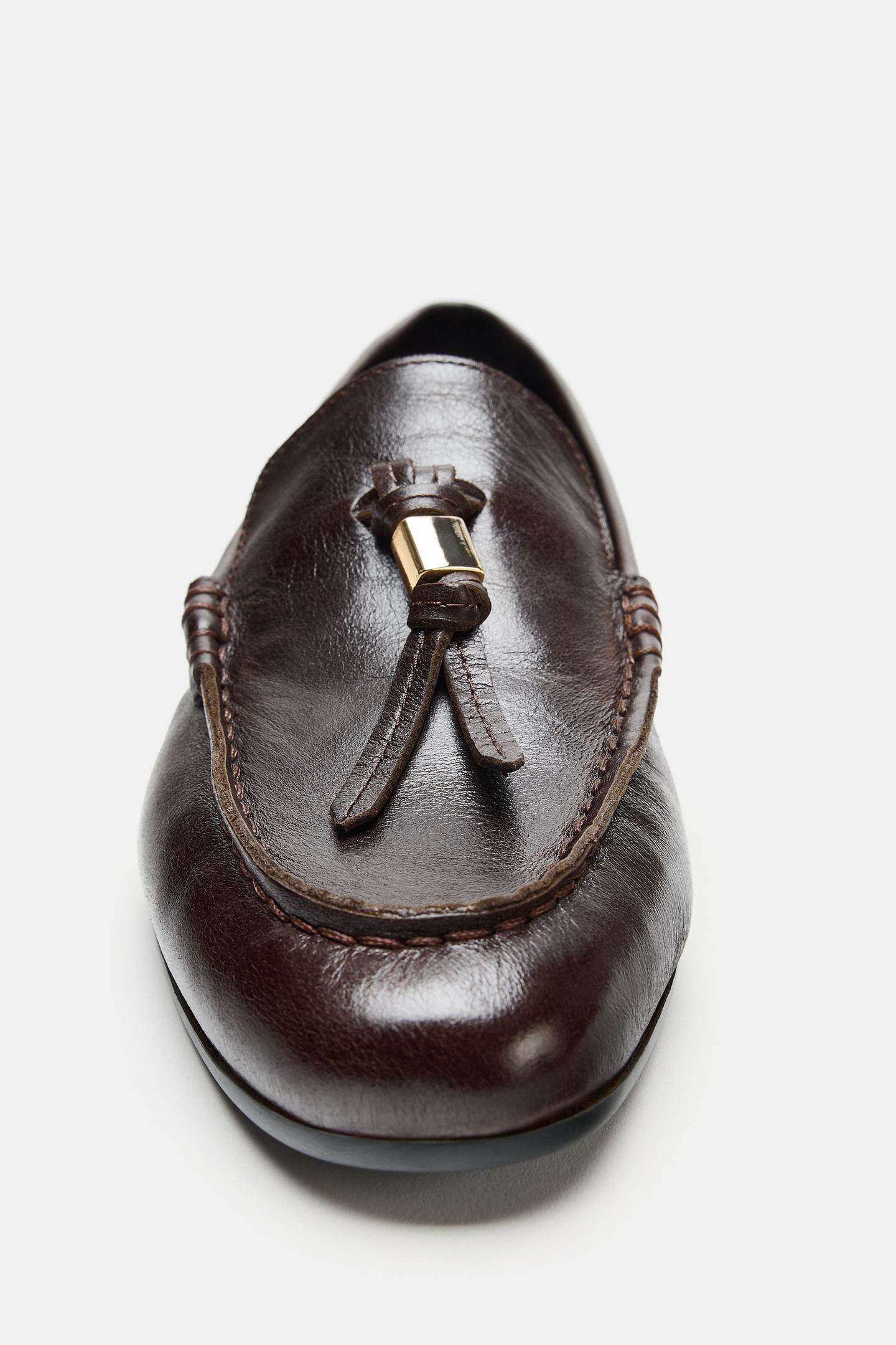 Туфли Zara Leather Tassel, цвет: Коричневый — фото 3