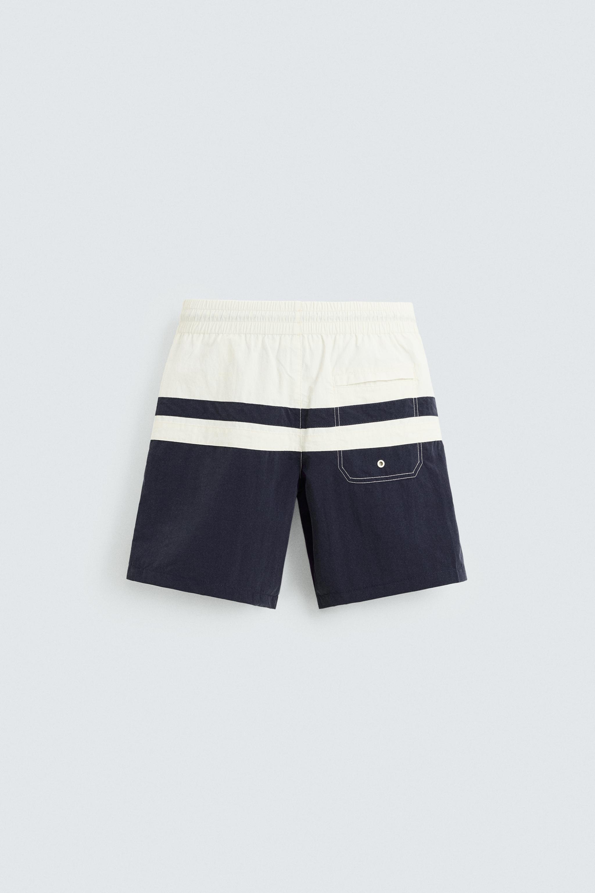 ZARA コントラストプレーンカラー スイムウェア 0167/061 カラーブロックロングスイムウェア - ネイビーブルー | ZARA