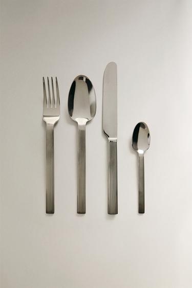 CUTLERY WITH GROOVED HANDLE - Steel by Zara