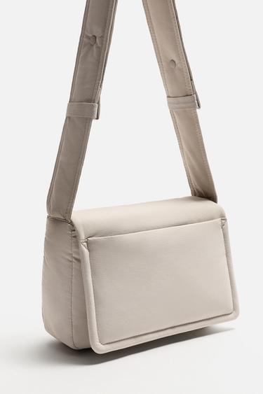 NYLON CROSSBODY BAG WITH FLAP - Bone White by Zara - Image 4