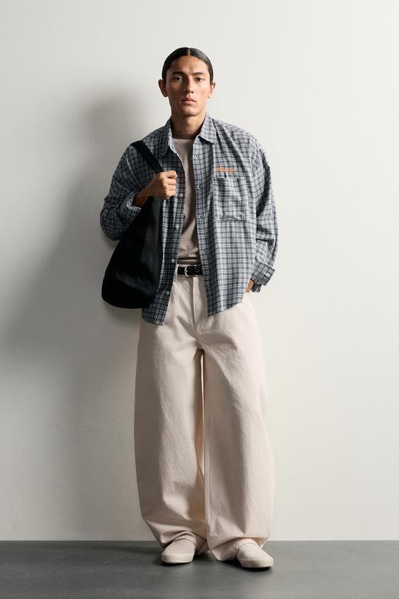 CHEMISE CARREAUX BRODERIES COMBINÉS - Bleu / Bleu marine de Zara - Image 0