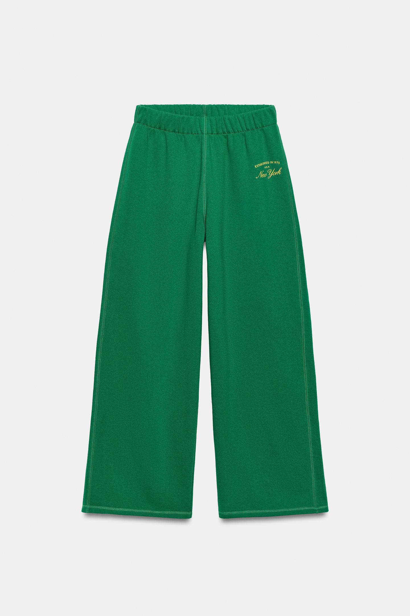 Женские брюки Zara New York Fleece, цвет: Зелёный — фото 7