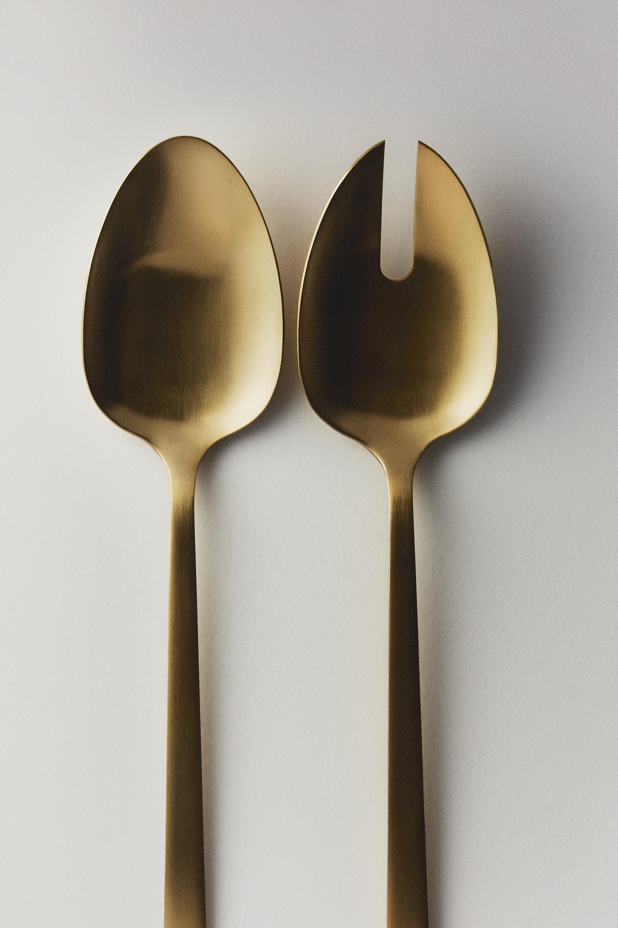 ENSEMBLE COUVERTS SALADE ACIER DORÉ (LOT DE 2)