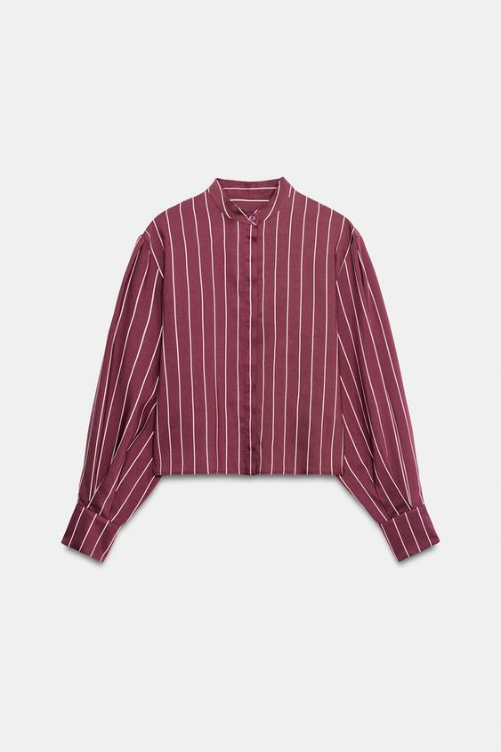 CAMISA RAYAS ZW COLLECTION - Burdeos de Zara - Imagen 0