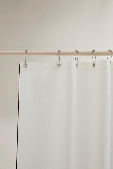 LINEN AND COTTON SHOWER CURTAIN WITH OVERLOCK - Blues by Zara - Image 1