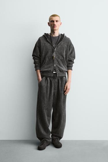 Zara WASHED BALLOON FIT JOGGING PANTS - Dark anthracite - Image 0
