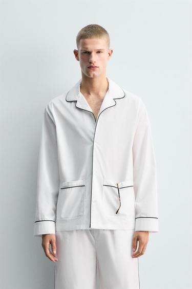 LIMITED EDITION PYJAMA SET WITH CONTRAST PIPING - White by Zara - Image 1