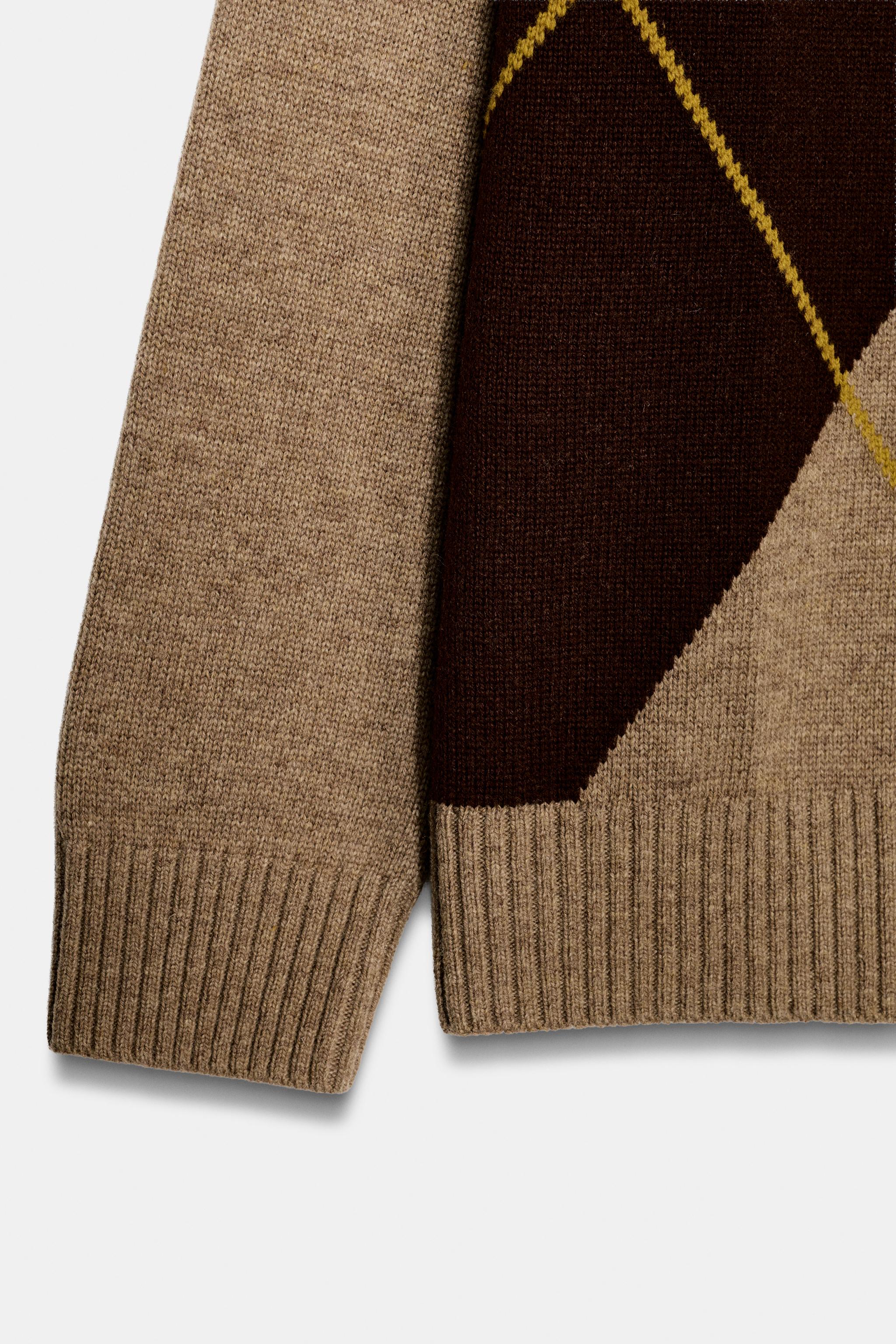Женские свитеры Zara ARGYLE KNIT SWEATER — фото 9