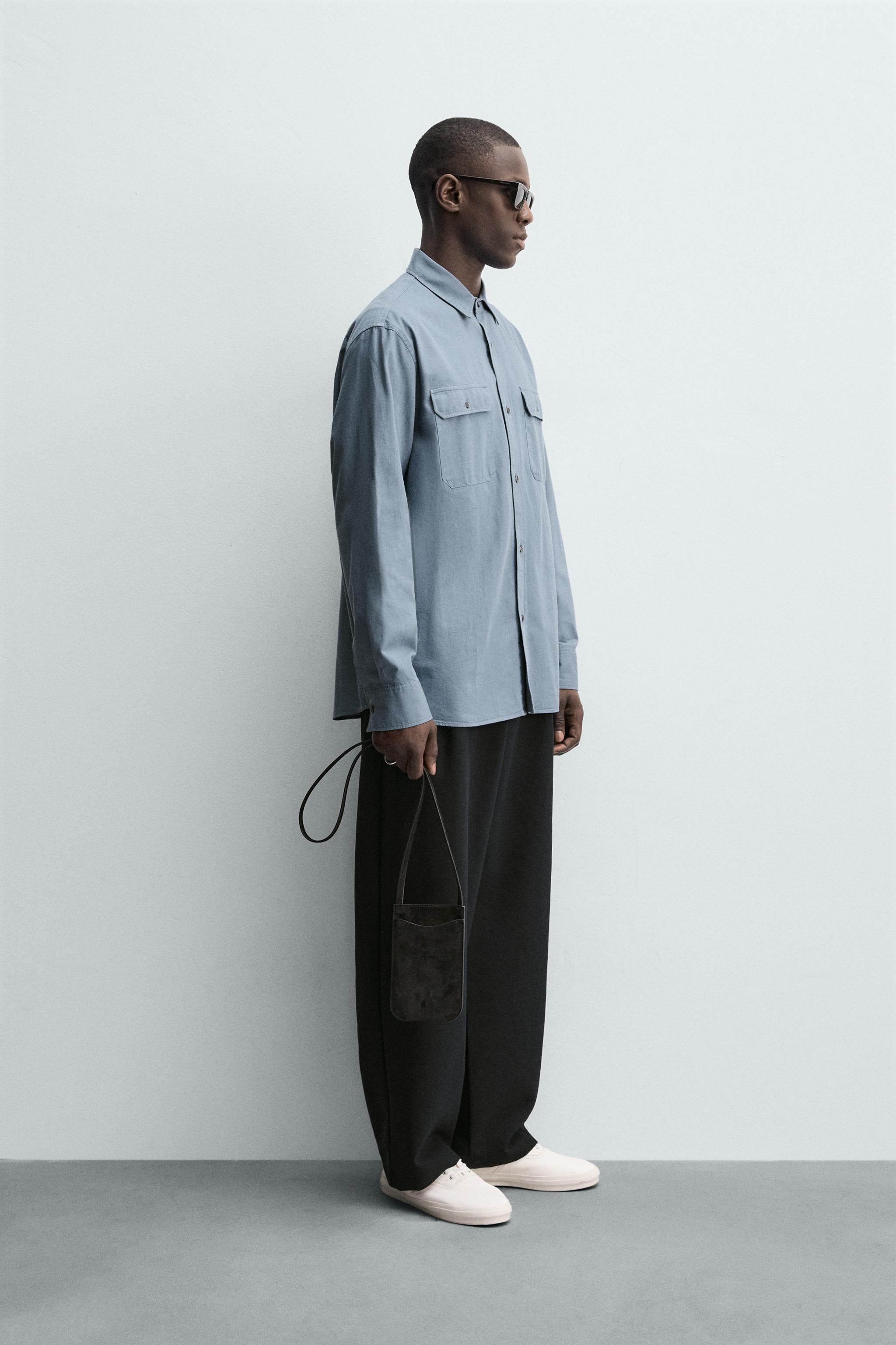 CHEMISE DÉLAVÉE RELAXED FIT À POCHES