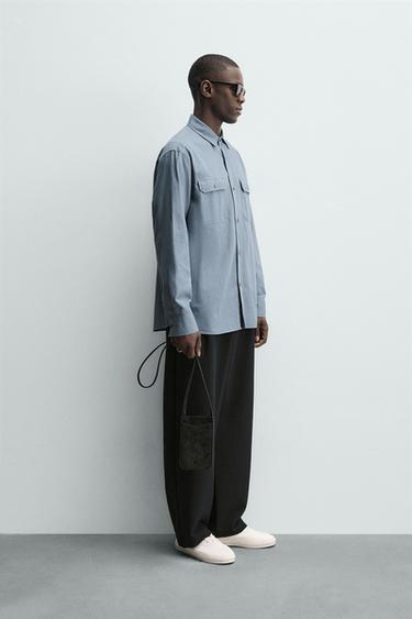 WASHED RELAXED FIT SHIRT WITH POCKETS - Blue / Indigo by Zara - Image 3