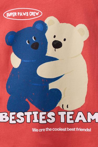 T-SHIRT IMPRIMÉ OURS - Rouge / Corail de Zara - Image 3