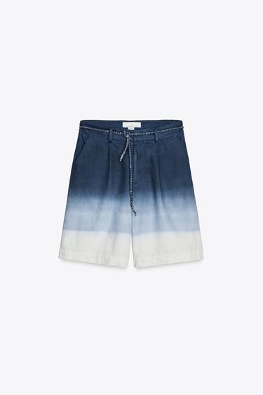 PLEATED OMBRÉ BERMUDA SHORTS X FANGLU LIN - Indigo by Zara - Image 3