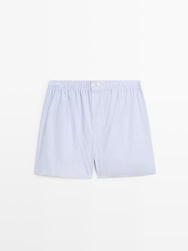 Zara 100% cotton striped boxers - Blue - Image 0