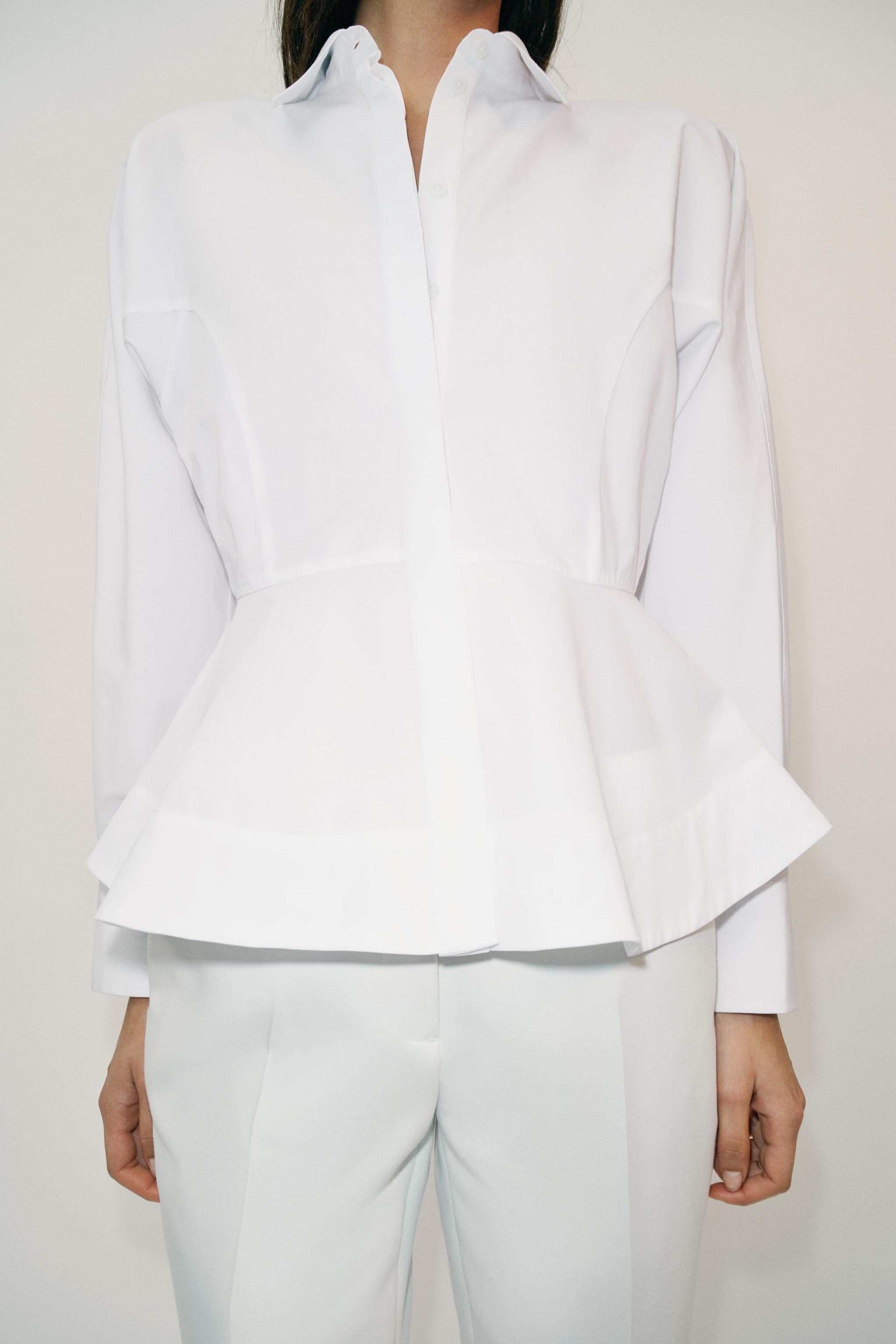 CHEMISE EN POPELINE À BASQUES