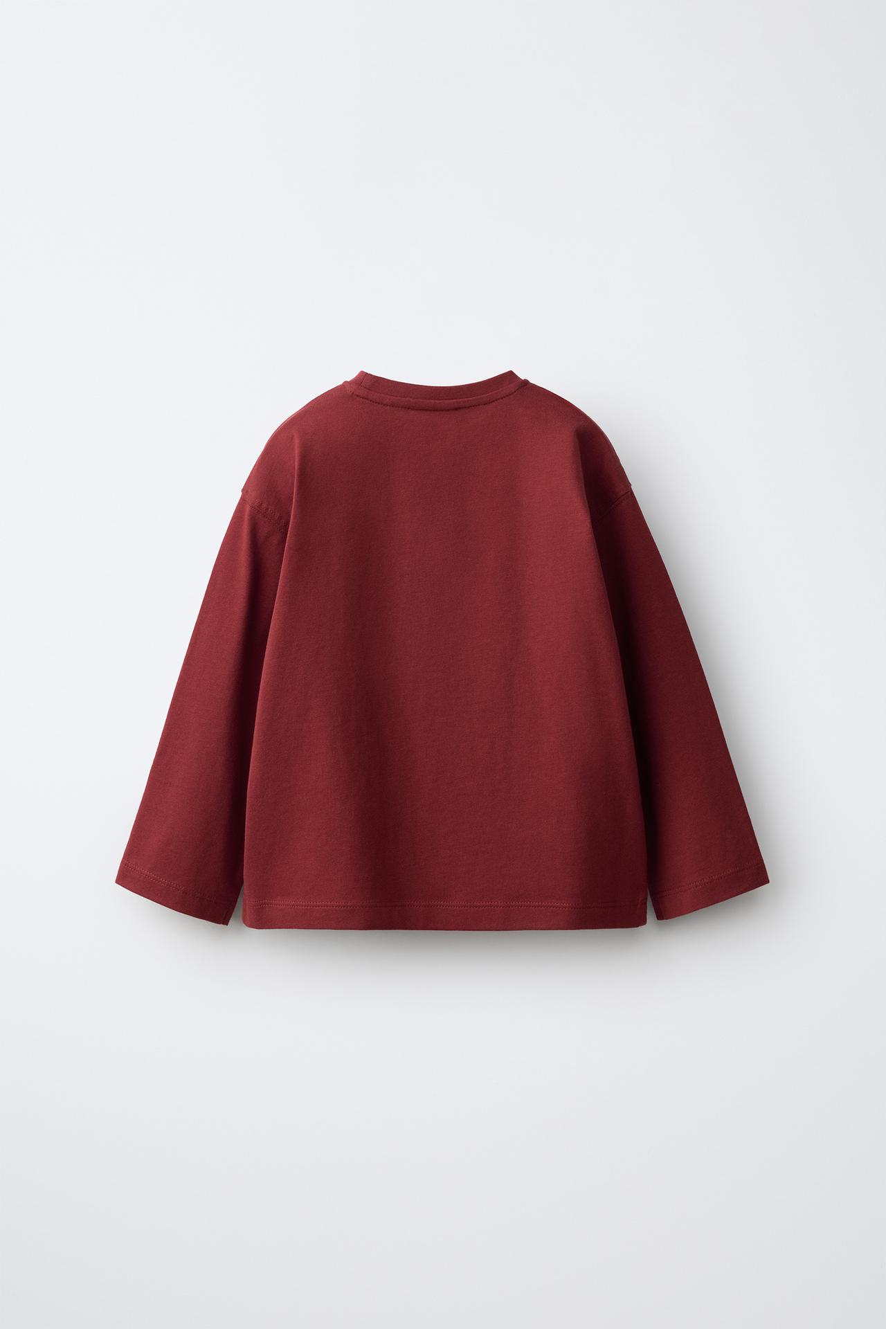 TERRY EMBROIDERED T-SHIRT — Burgundy