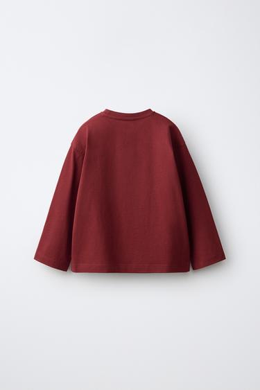 TERRY EMBROIDERED T-SHIRT — Burgundy 2