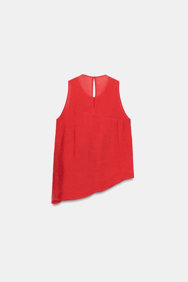 ASYMMETRIC RUFFLE TOP - Red by Zara - Image 4
