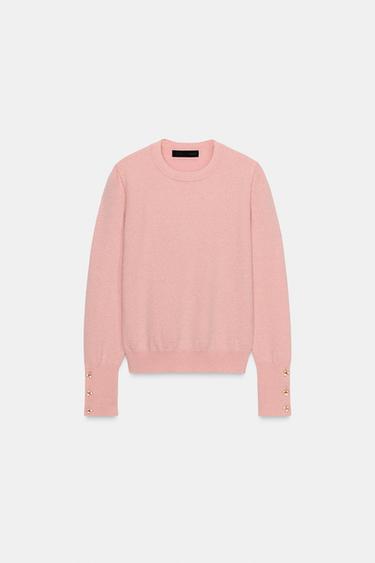 PULL EN MAILLE AVEC BOUTONS FLEUR - Rose moyen de Zara - Image 5