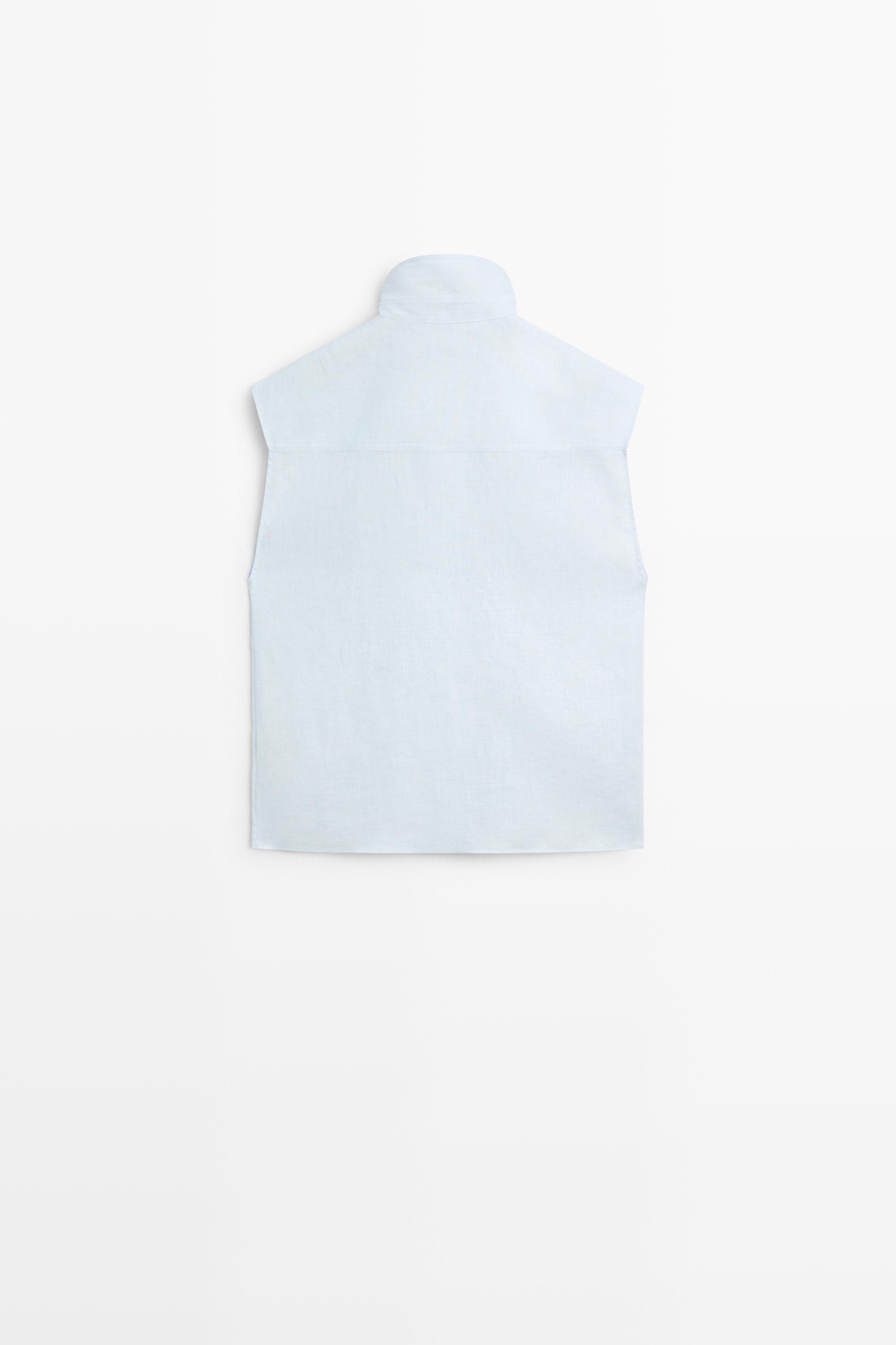 100% linen fine button-down top
