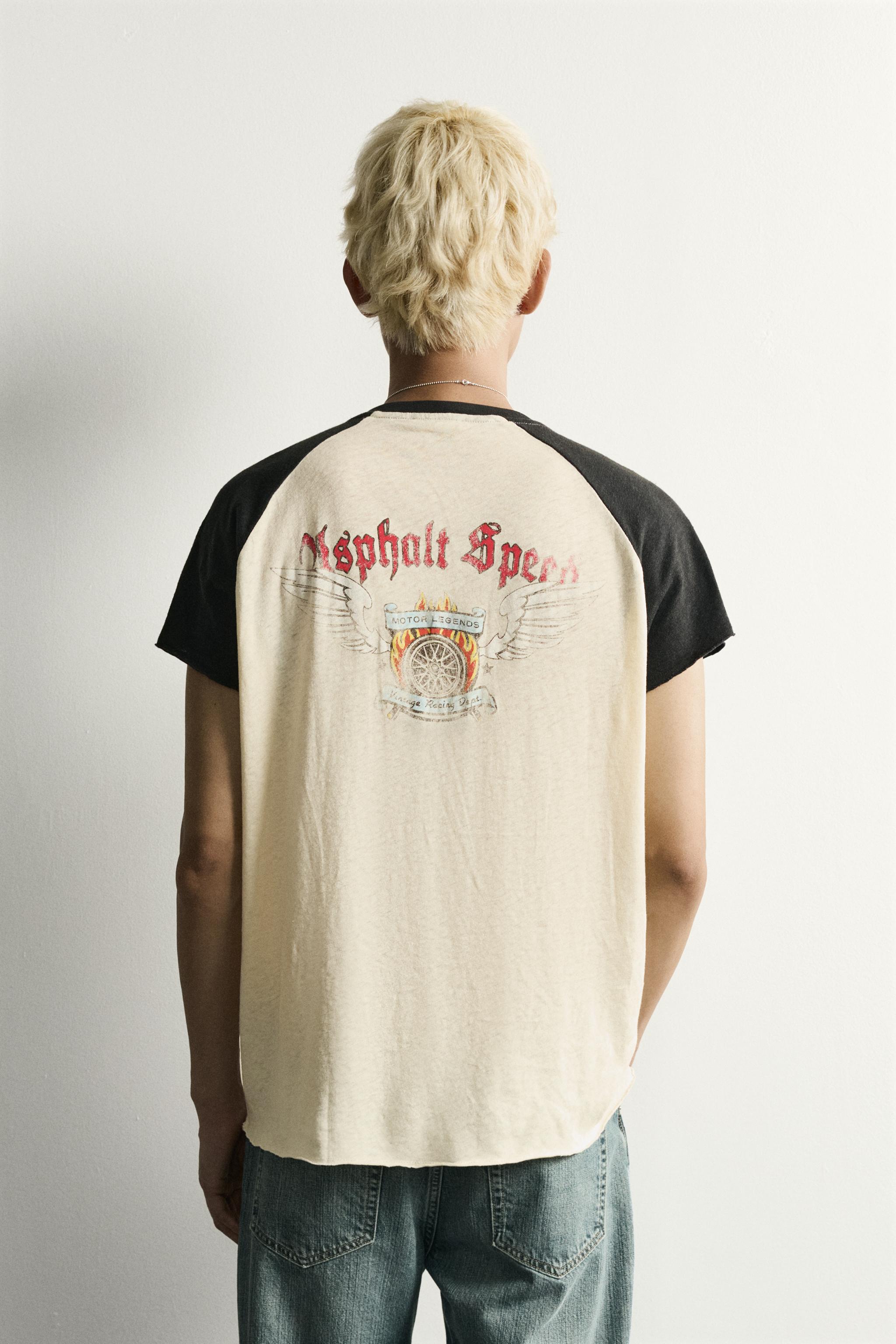 Мужские футболки Zara RAGLAN GRAPHIC T-SHIRT — фото 3