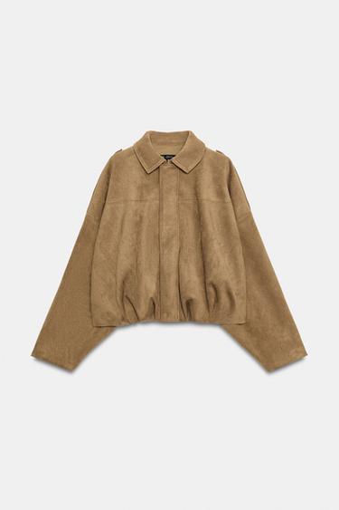 CHAQUETA EFECTO ANTE - Camel oscuro de Zara - Imagen 0