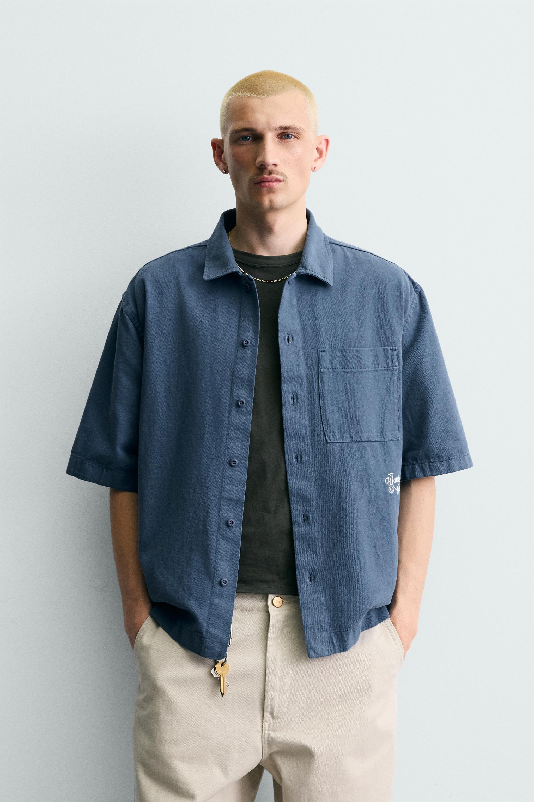 EMBROIDERED TEXTURED OVERSHIRT