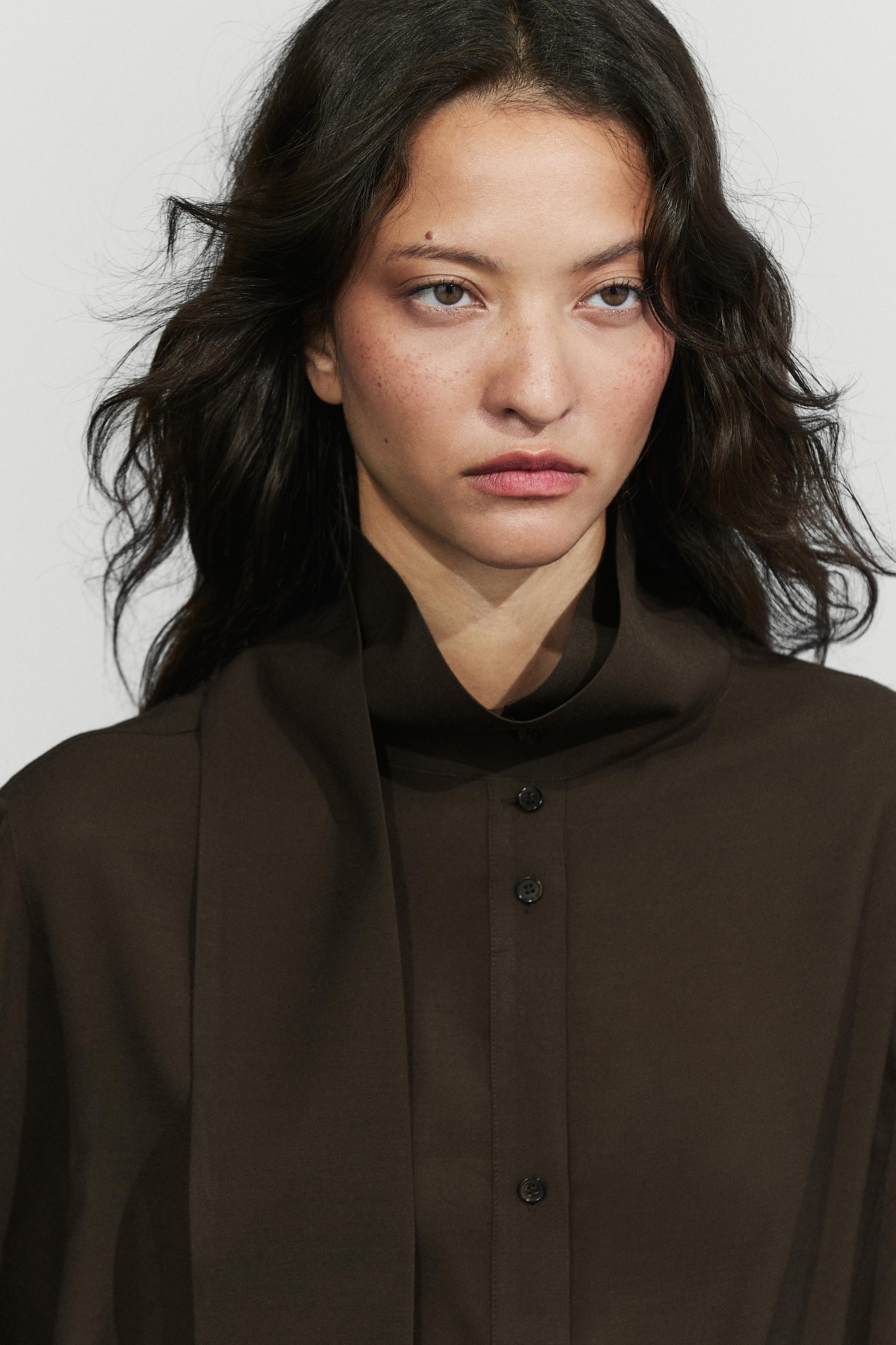 Semi-sheer shirt with tie detail