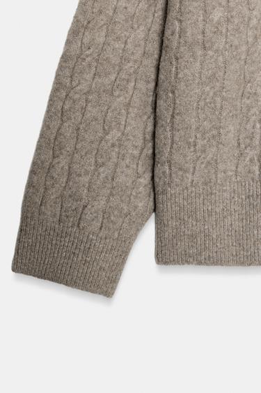 PULL POLO EN MAILLE À TORSADES - Vison chiné de Zara - Image 7