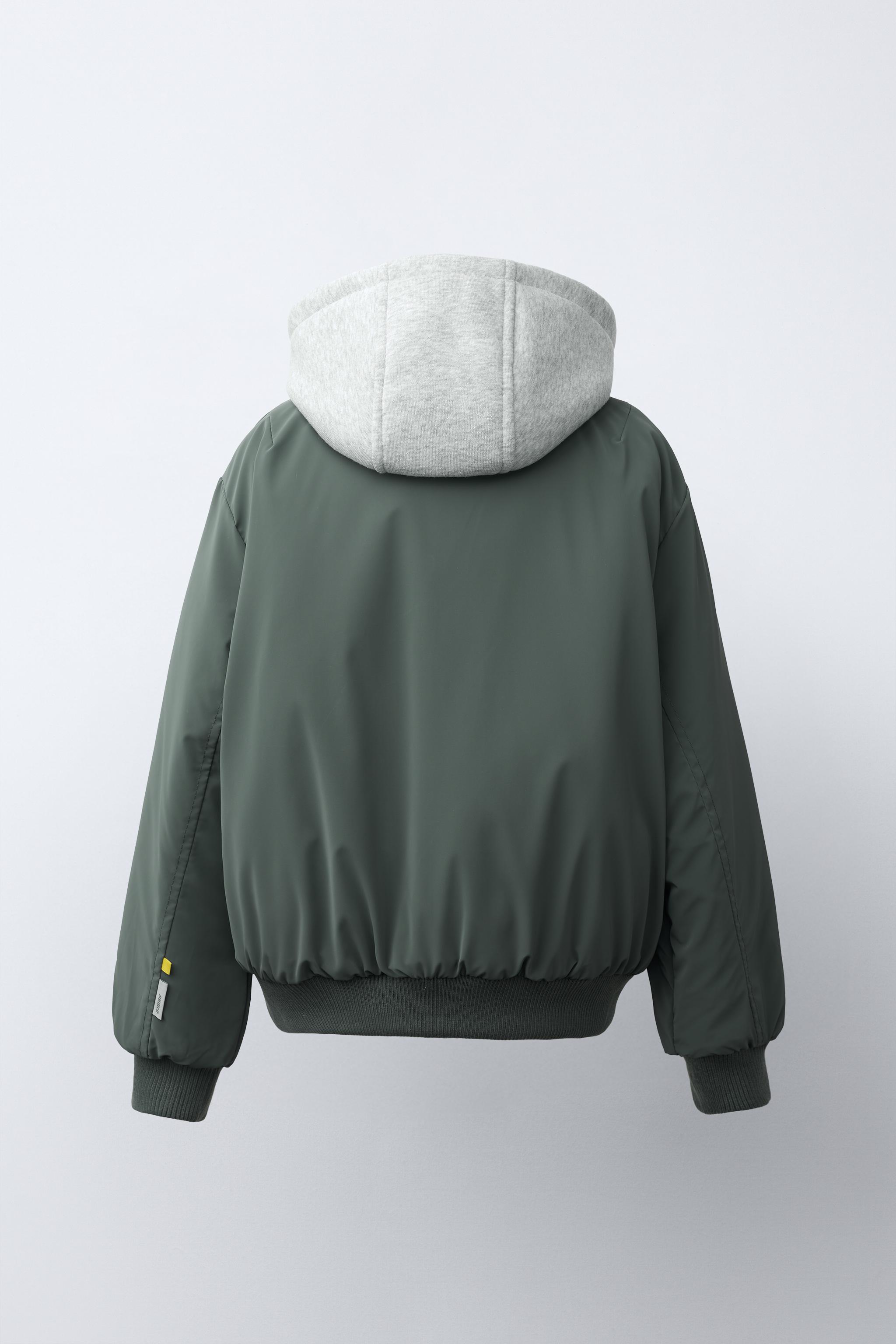 BLOUSON BOMBER GOMMÉ À CAPUCHE AMOVIBLE