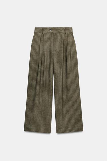 ZW COLLECTION STRIPED JACQUARD TROUSERS - Mink by Zara