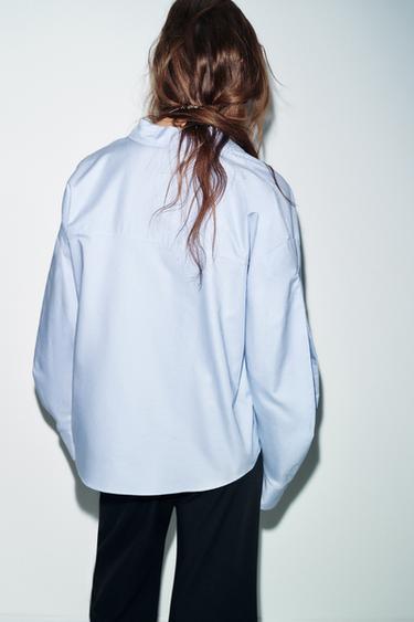 ASYMMETRIC OXFORD SHIRT - Blue by Zara - Image 2