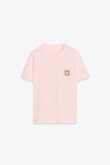 BROOCH CLASP T-SHIRT - Pink by Zara