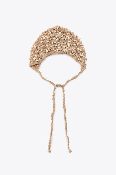 BONNET CALOTTE CROCHET FANTAISIE - Écru de Zara - Image 7