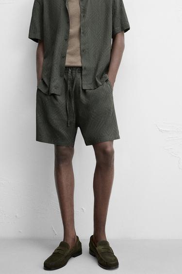 BERMUDA JACQUARD GÉOMÉTRIQUE - Kaki foncé de Zara - Image 4