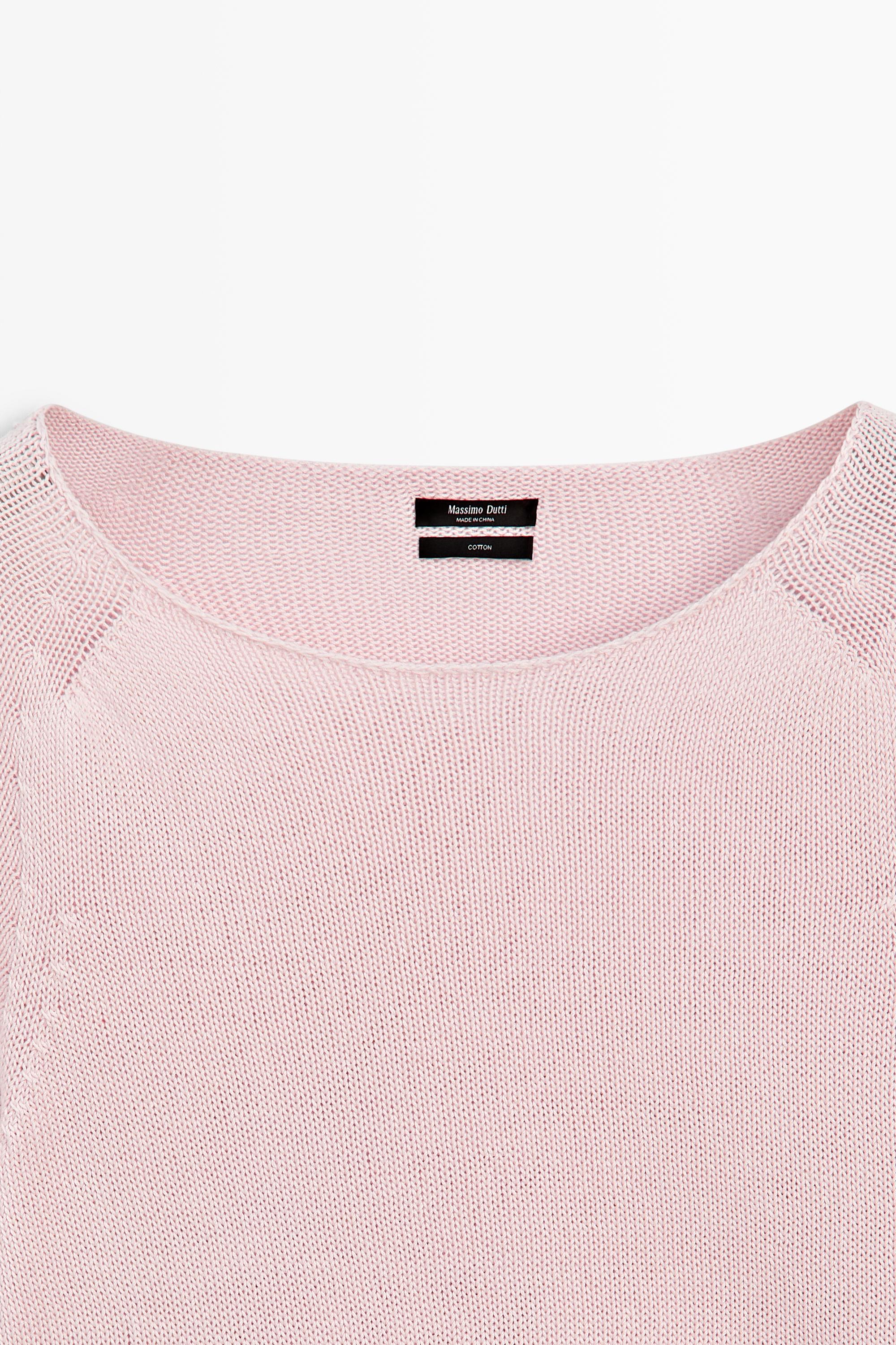100% cotton boat neck knit sweater