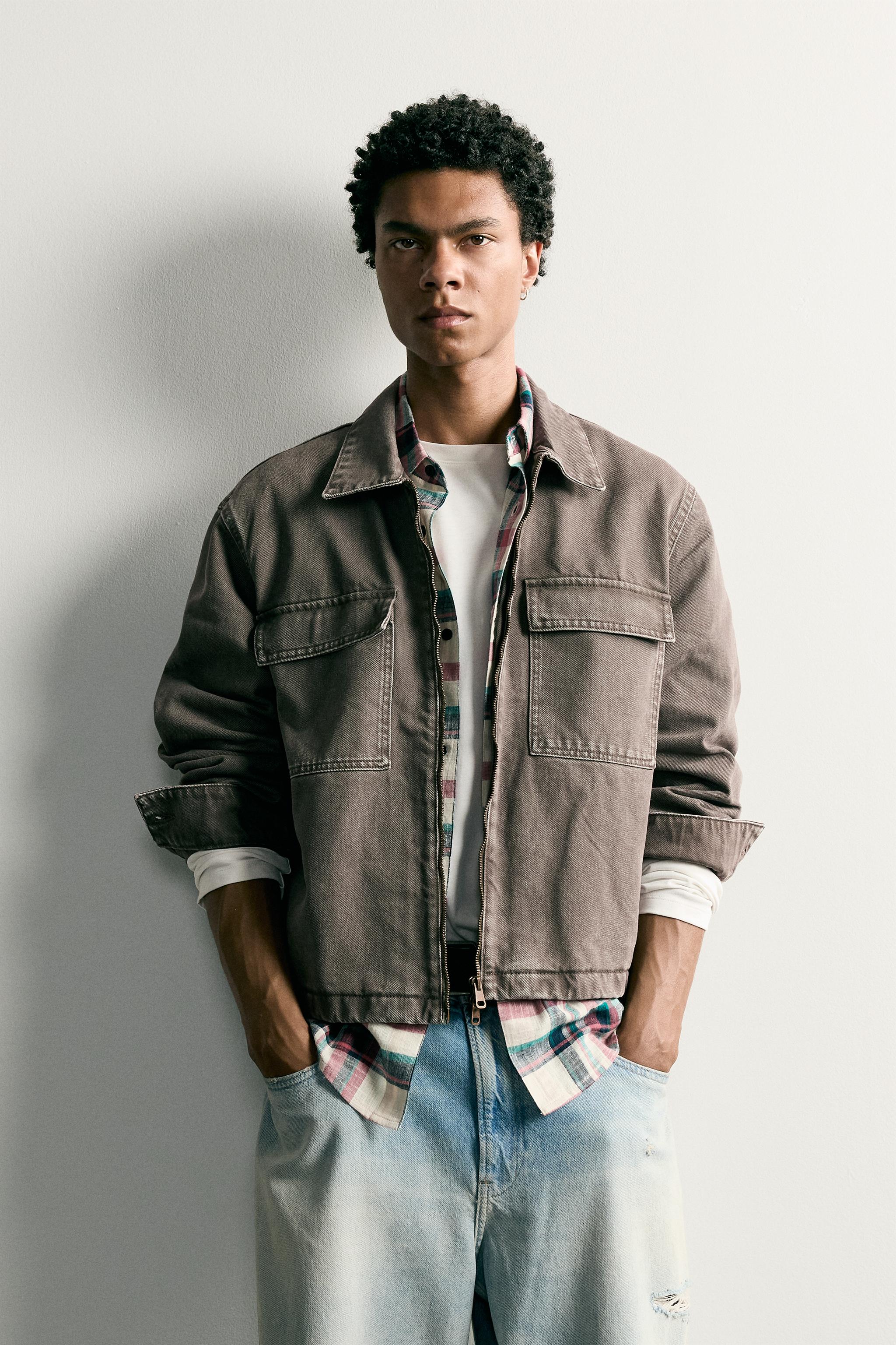 BOXY FIT POCKET OVERSHIRT — Brown / Taupe