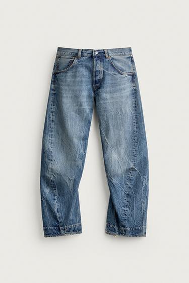 JEANS STRAIGHT FIT COSTURA GIRADA - أزرق وسط by Zara