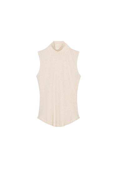 HIGH NECK T-SHIRT - Ecru by Zara