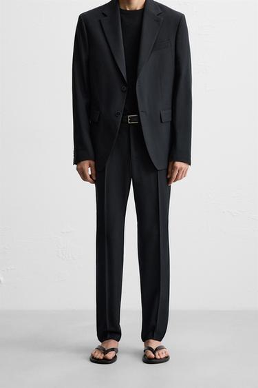 WOOL SUIT TROUSERS - Navy blue by Zara