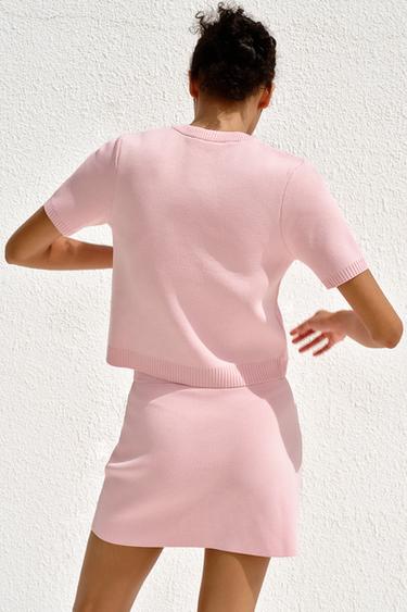 MINI JUPE EN MAILLE - Rose pastel de Zara - Image 3