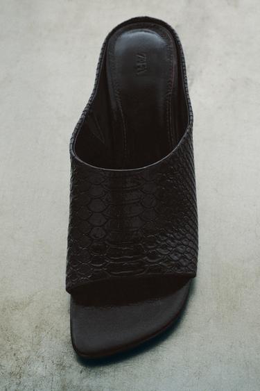 LEATHER MULE SANDALS LIMITED EDITION - Chocolate Brown by Zara - Image 3