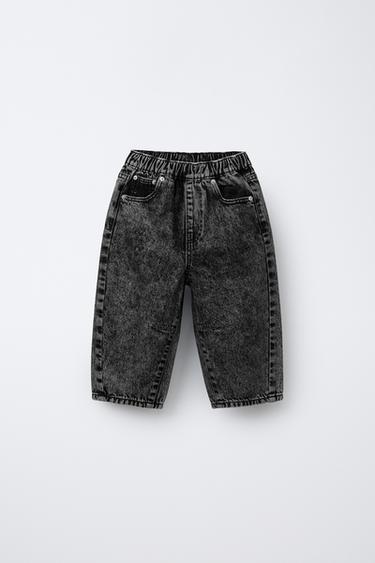 Zara 刷色燈籠牛仔褲 - 黑色 - 圖片 0