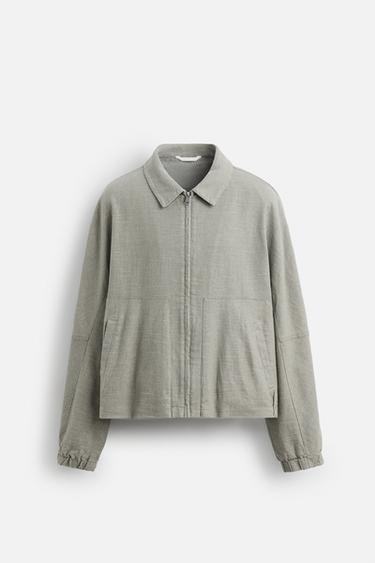 LINEN/COTTON TEXTURED JACKET - Greenish by Zara