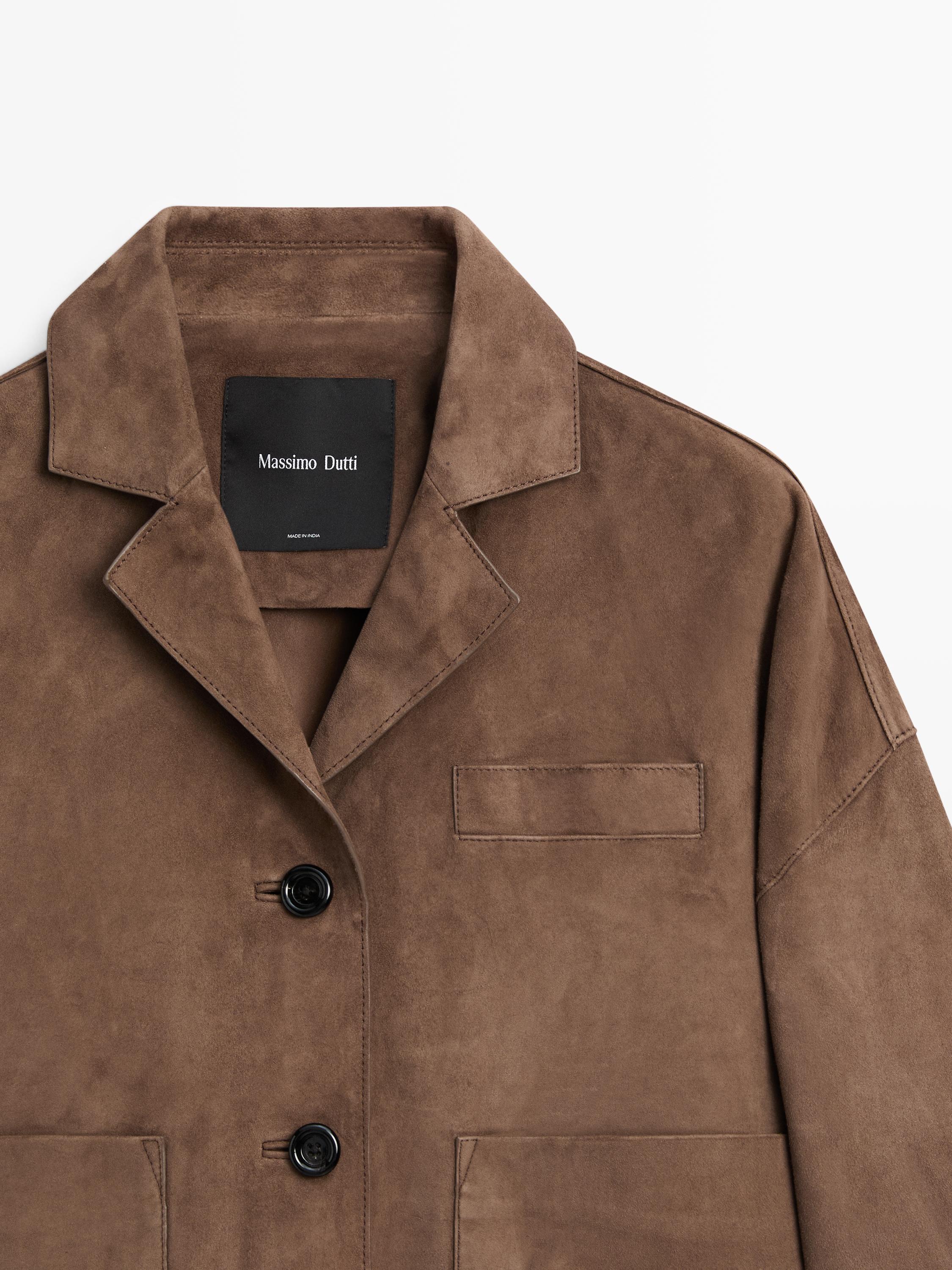 Veste fluide en cuir finition daim