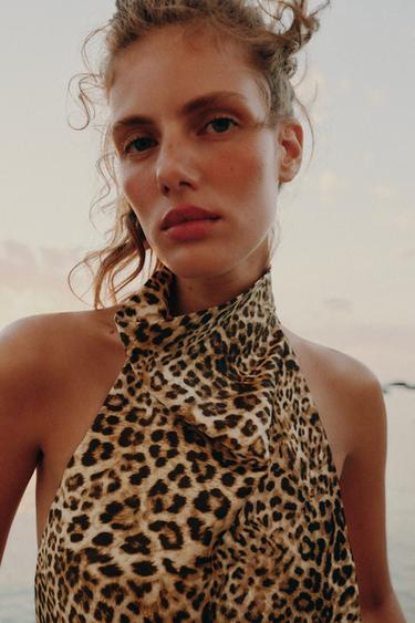 TOP HALTER SATINÉ À IMPRIMÉ ANIMALIER - Leopard de Zara - Image 4