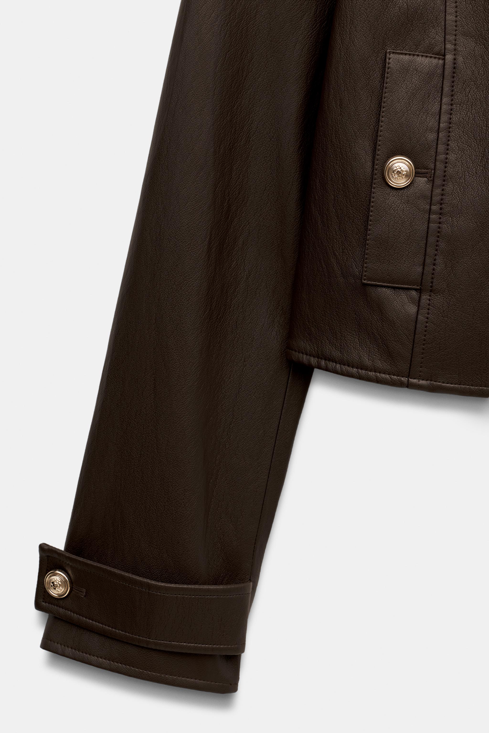 CROPPED FAUX LEATHER JACKET